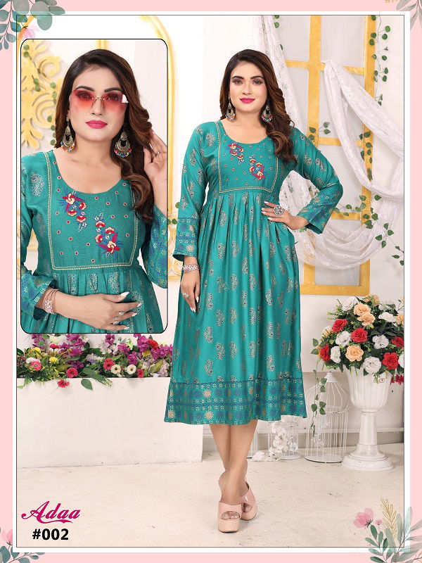 Adaa Vol 2 By Fashion Talk Rayon Printed Designer Kurtis Wholesale Shop In Surat
